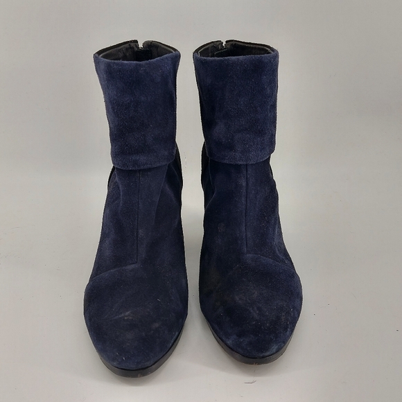 rag & bone Newbury Suede Ankle Heeled Black and Blue Suede Booties - Picture 2 of 9